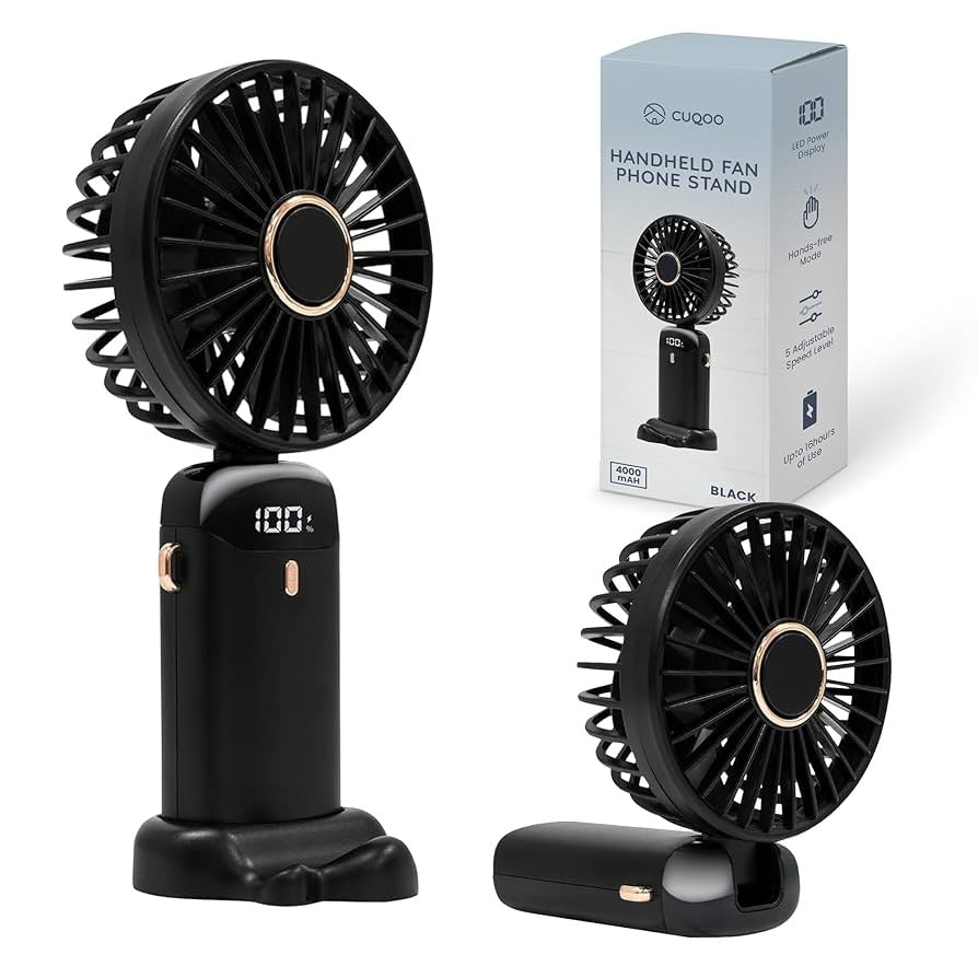 Rechargeable Digital Mini Fan – 5-in-1 Portable Handheld Cooling Fan with USB-C Charging & Smart Display