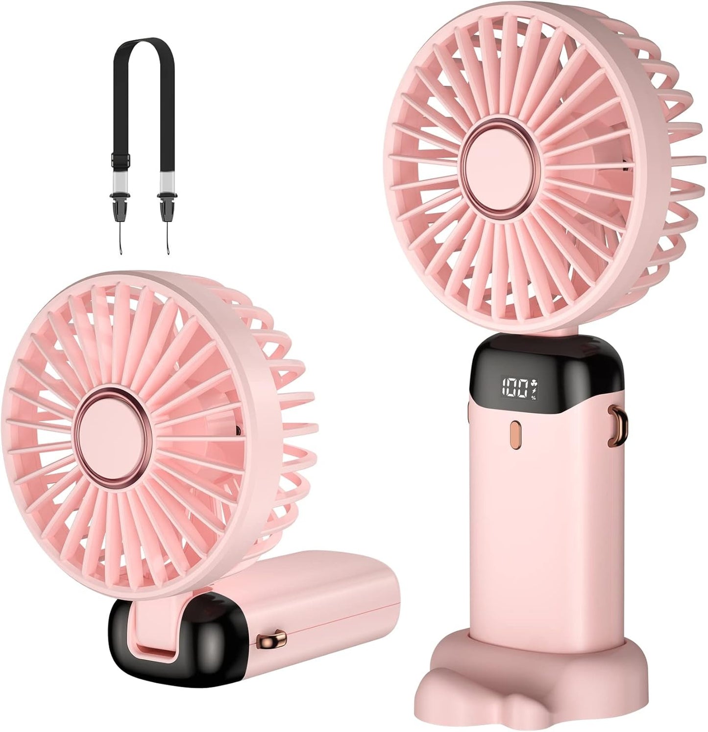 Rechargeable Digital Mini Fan – 5-in-1 Portable Handheld Cooling Fan with USB-C Charging & Smart Display