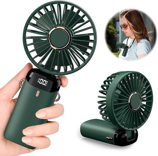 Rechargeable Digital Mini Fan – 5-in-1 Portable Handheld Cooling Fan with USB-C Charging & Smart Display